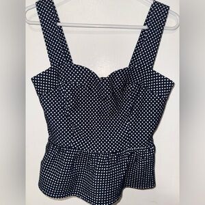 Guess Navy and White Polka Dot Top Size Small
